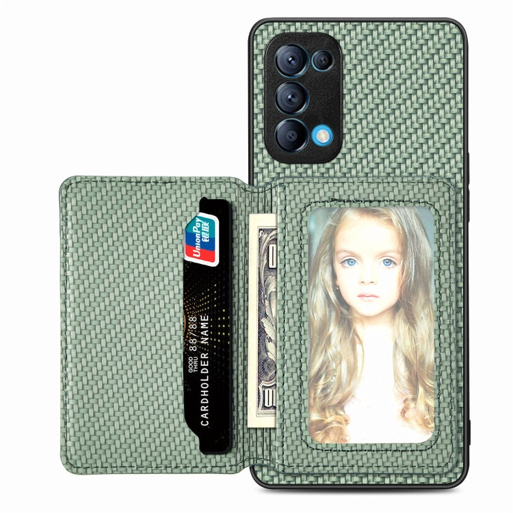 Carbon Fiber Magnetic Card Bag Phone Case, For OPPO Reno5 5G, For OPPO Reno7 5G, For OPPO Reno8 T 4G, For  vivo X70