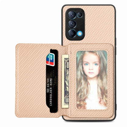 Carbon Fiber Magnetic Card Bag Phone Case, For OPPO Reno5 5G, For OPPO Reno7 5G, For OPPO Reno8 T 4G, For  vivo X70