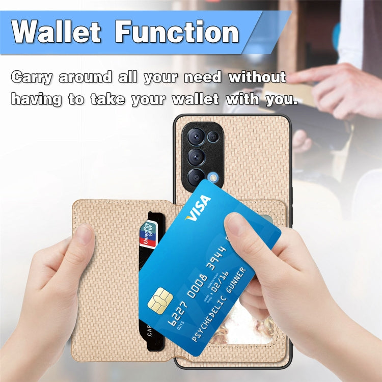 Carbon Fiber Magnetic Card Bag Phone Case, For OPPO Reno5 5G, For OPPO Reno7 5G, For OPPO Reno8 T 4G, For  vivo X70