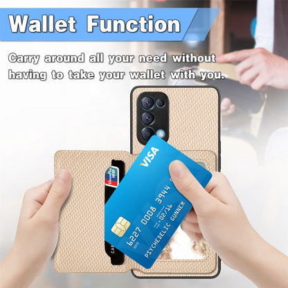 Carbon Fiber Magnetic Card Bag Phone Case, For OPPO Reno5 5G, For OPPO Reno7 5G, For OPPO Reno8 T 4G, For  vivo X70