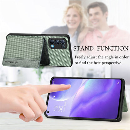 Carbon Fiber Magnetic Card Bag Phone Case, For OPPO Reno5 5G, For OPPO Reno7 5G, For OPPO Reno8 T 4G, For  vivo X70