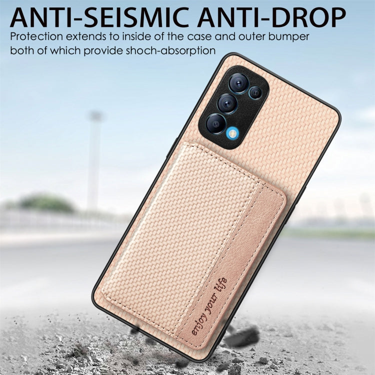 Carbon Fiber Magnetic Card Bag Phone Case, For OPPO Reno5 5G, For OPPO Reno7 5G, For OPPO Reno8 T 4G, For  vivo X70
