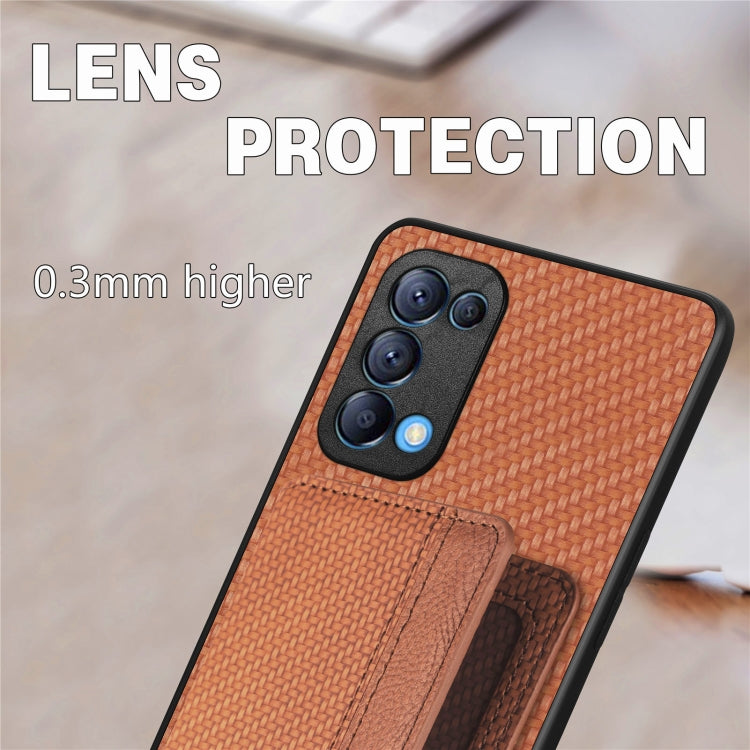 Carbon Fiber Magnetic Card Bag Phone Case, For OPPO Reno5 5G, For OPPO Reno7 5G, For OPPO Reno8 T 4G, For  vivo X70