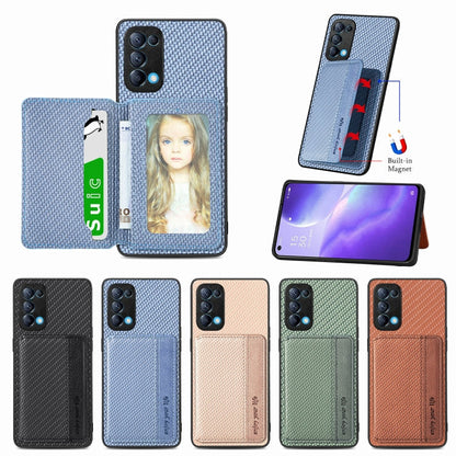 Carbon Fiber Magnetic Card Bag Phone Case, For OPPO Reno5 5G, For OPPO Reno7 5G, For OPPO Reno8 T 4G, For  vivo X70