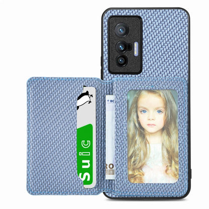 Carbon Fiber Magnetic Card Bag Phone Case, For OPPO Reno5 5G, For OPPO Reno7 5G, For OPPO Reno8 T 4G, For  vivo X70