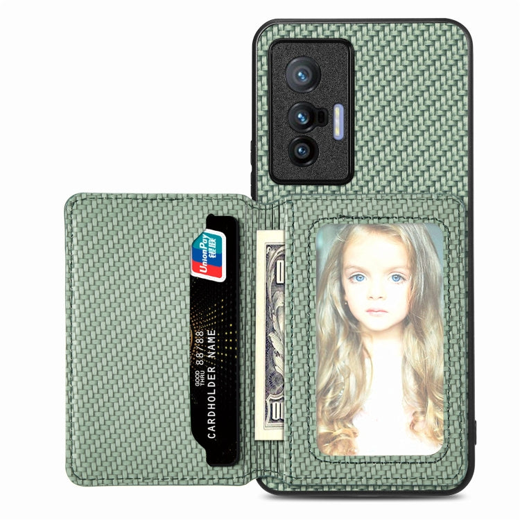 Carbon Fiber Magnetic Card Bag Phone Case, For OPPO Reno5 5G, For OPPO Reno7 5G, For OPPO Reno8 T 4G, For  vivo X70