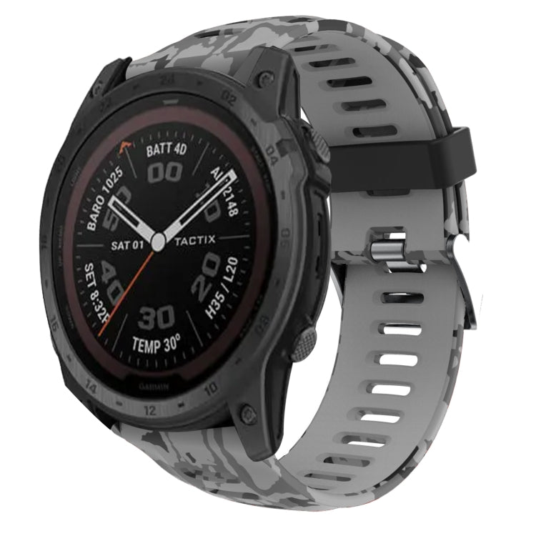 26mm Camouflage Printed Silicone Watch Band, For Garmin Instinct 2X Solar, For Garmin D2 Delta PX, For Garmin Tactix 7 Pro, For Garmin Tactix 7