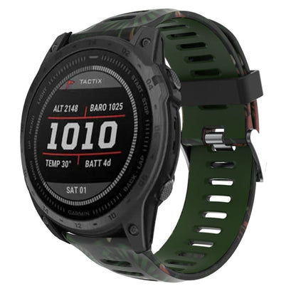 26mm Camouflage Printed Silicone Watch Band, For Garmin Instinct 2X Solar, For Garmin D2 Delta PX, For Garmin Tactix 7 Pro, For Garmin Tactix 7