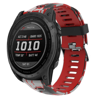 26mm Camouflage Printed Silicone Watch Band, For Garmin Fenix 7X, For Garmin Fenix 7X Solar, For Garmin Tactix Delta, For Garmin Enduro 2