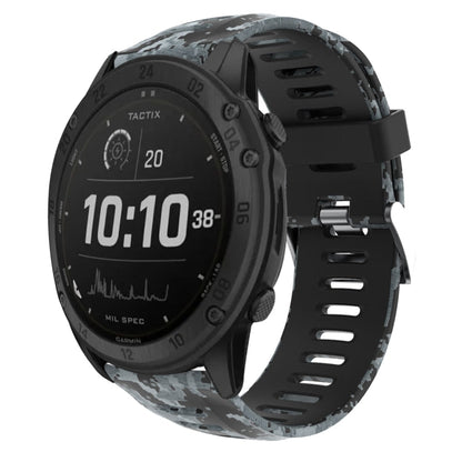 26mm Camouflage Printed Silicone Watch Band, For Garmin Fenix 7X, For Garmin Fenix 7X Solar, For Garmin Tactix Delta, For Garmin Enduro 2