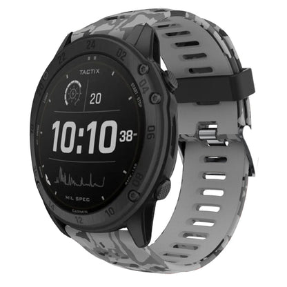 26mm Camouflage Printed Silicone Watch Band, For Garmin Fenix 7X, For Garmin Fenix 7X Solar, For Garmin Tactix Delta, For Garmin Enduro 2