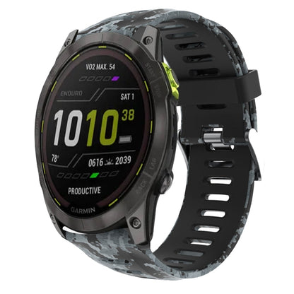 26mm Camouflage Printed Silicone Watch Band, For Garmin Fenix 7X, For Garmin Fenix 7X Solar, For Garmin Tactix Delta, For Garmin Enduro 2