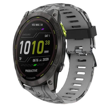26mm Camouflage Printed Silicone Watch Band, For Garmin Fenix 7X, For Garmin Fenix 7X Solar, For Garmin Tactix Delta, For Garmin Enduro 2