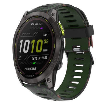 26mm Camouflage Printed Silicone Watch Band, For Garmin Fenix 7X, For Garmin Fenix 7X Solar, For Garmin Tactix Delta, For Garmin Enduro 2