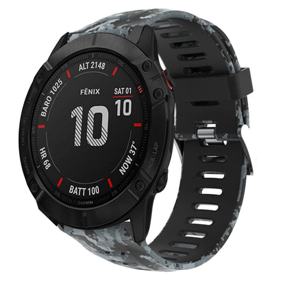 26mm Camouflage Printed Silicone Watch Band, For Garmin Enduro, For Garmin Fenix 6X, For Garmin Fenix 6X Pro, For Garmin Fenix 6X Sapphire