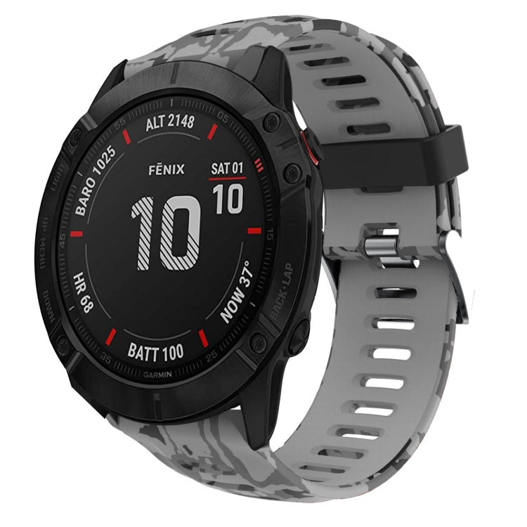 26mm Camouflage Printed Silicone Watch Band, For Garmin Enduro, For Garmin Fenix 6X, For Garmin Fenix 6X Pro, For Garmin Fenix 6X Sapphire