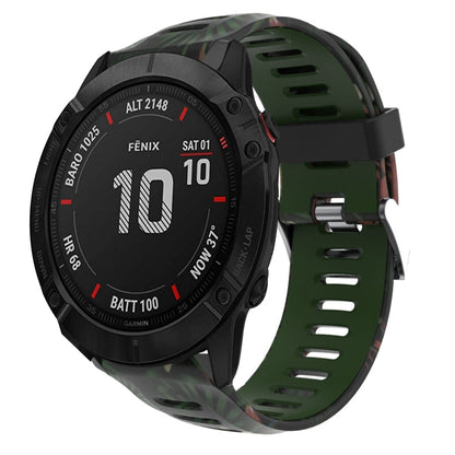 26mm Camouflage Printed Silicone Watch Band, For Garmin Enduro, For Garmin Fenix 6X, For Garmin Fenix 6X Pro, For Garmin Fenix 6X Sapphire