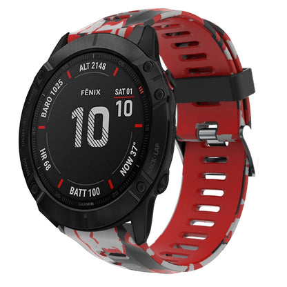 26mm Camouflage Printed Silicone Watch Band, For Garmin Enduro, For Garmin Fenix 6X, For Garmin Fenix 6X Pro, For Garmin Fenix 6X Sapphire