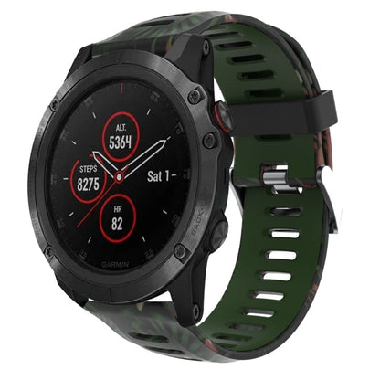 26mm Camouflage Printed Silicone Watch Band, For Garmin Fenix 5X Sapphire, For Garmin Fenix 5X Plus, For Garmin Fenix 3, For Garmin Fenix 3 HR
