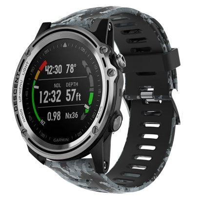 26mm Camouflage Printed Silicone Watch Band, For Garmin Fenix 3 Sapphire, For Garmin Descent MK 1, For Garmin Descent MK 2, For Garmin Descent MK 2i
