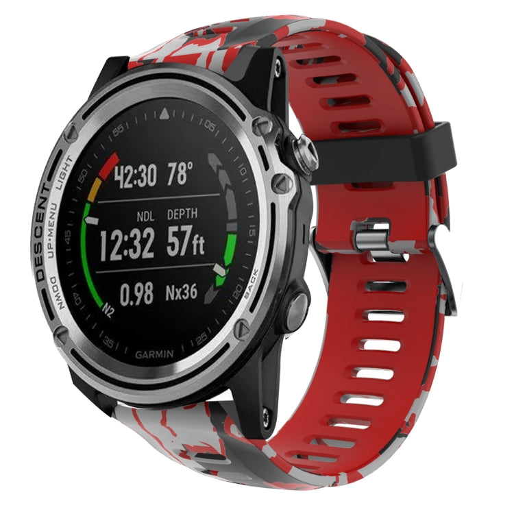 26mm Camouflage Printed Silicone Watch Band, For Garmin Fenix 3 Sapphire, For Garmin Descent MK 1, For Garmin Descent MK 2, For Garmin Descent MK 2i