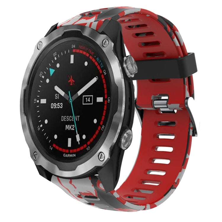 26mm Camouflage Printed Silicone Watch Band, For Garmin Fenix 3 Sapphire, For Garmin Descent MK 1, For Garmin Descent MK 2, For Garmin Descent MK 2i