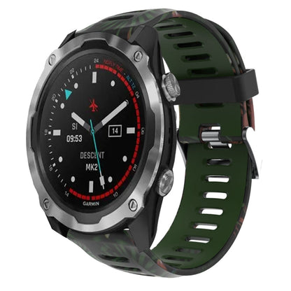 26mm Camouflage Printed Silicone Watch Band, For Garmin Fenix 3 Sapphire, For Garmin Descent MK 1, For Garmin Descent MK 2, For Garmin Descent MK 2i