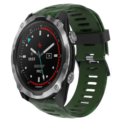 26mm Camouflage Printed Silicone Watch Band, For Garmin Fenix 3 Sapphire, For Garmin Descent MK 1, For Garmin Descent MK 2, For Garmin Descent MK 2i