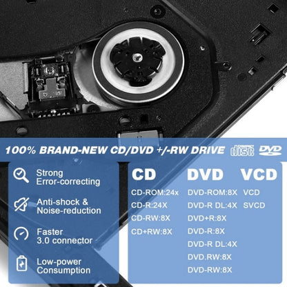 BT638 Notebook Desktop External USB 3.0 Portable CD Player CD-RW Optical Drive Burner, BT638