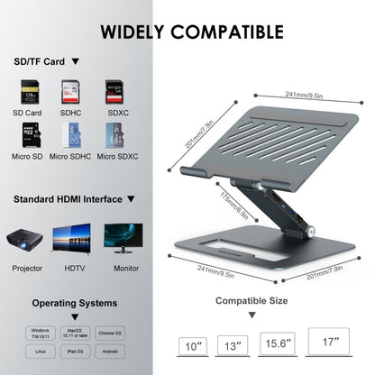 Wavlink UMD07 Adjustable Aluminum Ergonomic Portable Laptop Stand Type-C Docking Station