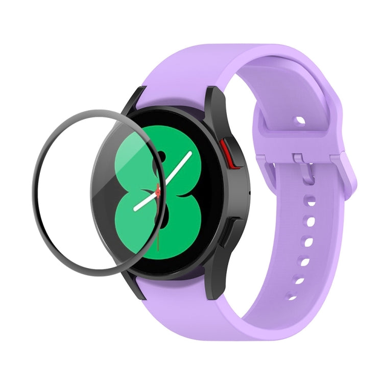 JUNSUNMAY Silicone Adjustable Strap + Full Coverage PMMA Screen Protector Kit, For Samsung Galaxy Watch4 40mm
