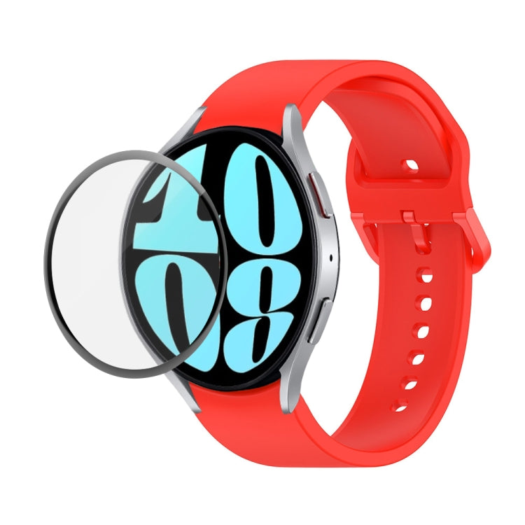 JUNSUNMAY Silicone Adjustable Strap + Full Coverage PMMA Screen Protector Kit, For Samsung Galaxy Watch6 40mm
