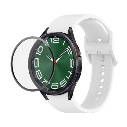 JUNSUNMAY Silicone Adjustable Strap + Full Coverage PMMA Screen Protector Kit, For Samsung Galaxy Watch6 Classic 43mm