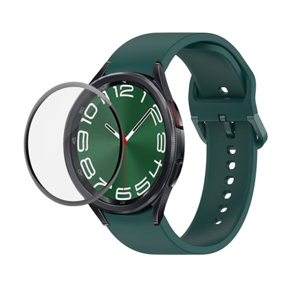 JUNSUNMAY Silicone Adjustable Strap + Full Coverage PMMA Screen Protector Kit, For Samsung Galaxy Watch6 Classic 43mm