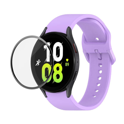 JUNSUNMAY Silicone Adjustable Strap + Full Coverage PMMA Screen Protector Kit, For Samsung Galaxy Watch5 44mm