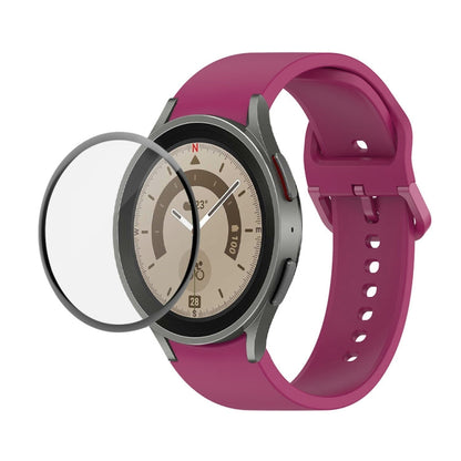 JUNSUNMAY Silicone Adjustable Strap + Full Coverage PMMA Screen Protector Kit, For Samsung Galaxy Watch5 Pro 45mm