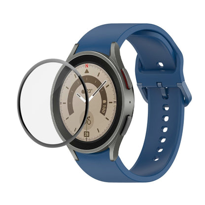 JUNSUNMAY Silicone Adjustable Strap + Full Coverage PMMA Screen Protector Kit, For Samsung Galaxy Watch5 Pro 45mm