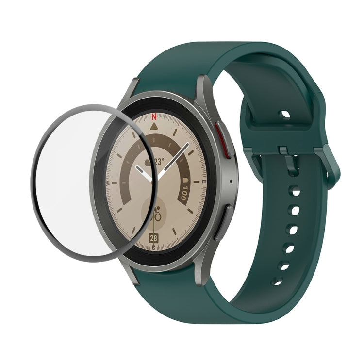 JUNSUNMAY Silicone Adjustable Strap + Full Coverage PMMA Screen Protector Kit, For Samsung Galaxy Watch5 Pro 45mm