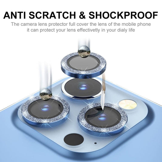 ENKAY Hat-Prince Glitter Rear Lens Aluminium Alloy Tempered Glass Film, For iPhone 15 Pro / 15 Pro Max, For iPhone 15 / 15 Plus
