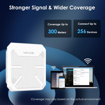 WAVLINK WN573HP3 Built-In 12dBi Directional Antenna Outdoor AX3000 Dual Band Repeater, US Plug, EU Plug, UK Plug, AU Plug