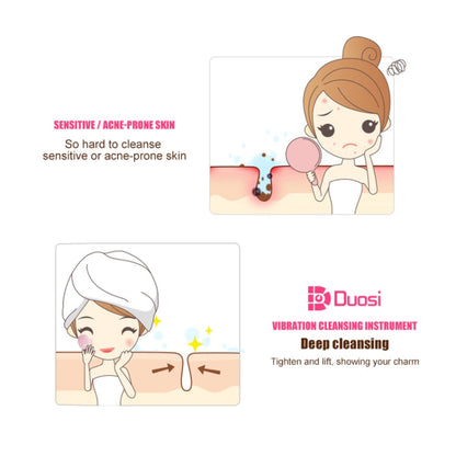 Duosi 2in1 Electric Facial Cleansing Brush Waterproof face Skin   Cleansing Massager Silicone Vibration Scrubber Pore   Clear Blackhead Remover