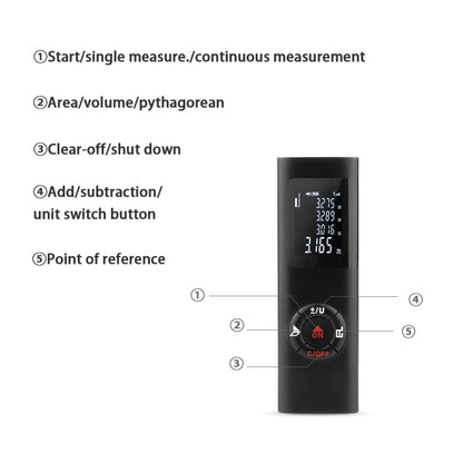 JQ-40 Mini Laser Distance Meter 40m Rechargeable Digital Handheld Laser Rangefinder Portable Laser Range Finder Build Measure, 40m