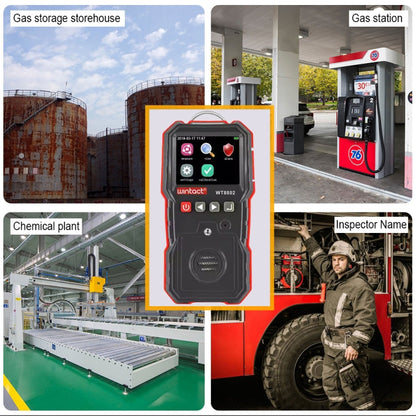 WINTACT WT8802 Hydrogen Sulfide Monitor Professional Rechargeable Gas Sensor High Sensitive Digital Sound-light Vibration Alarm H2S Detector
