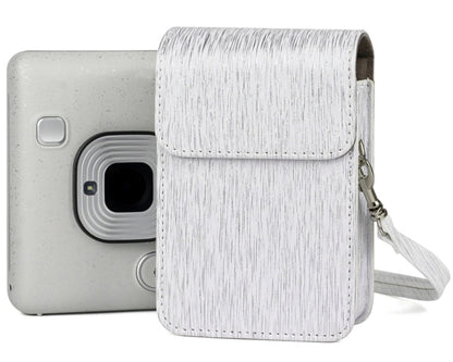 Richwell Brushed Camera Case PU Leather Case for Fujifilm Instax Mini Liplay Instant Camera, Black, White, Gold