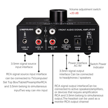 B015 Front Stereo Signal Amplifier Booster Headphones Speaker Amplifier Headset Dual-Audio Source, B015