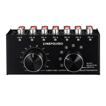 B016 6 Input 1 Output Audio Signal Source Selection Switcher, Output Volume Adjustment Control RCA Port, 6 Input 1 Output