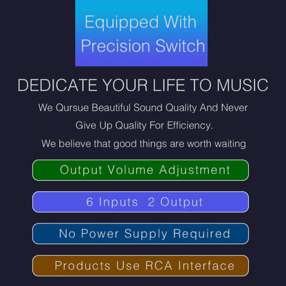 B026 6 Input 2 Output Or 2 Input 6 Output Audio Signal Source Selection Switcher RCA Port