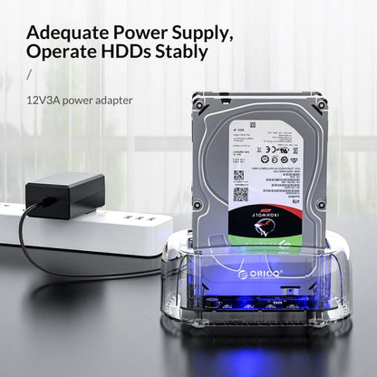 ORICO 6239C3 2.5/3.5inch 2 Bay Transparent Type-C Hard Drive Dock