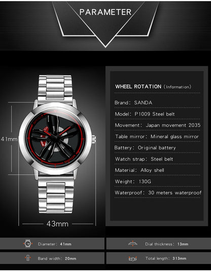SANDA1009 Watch Man Student Casual Waterproof Steel Band Watch Man