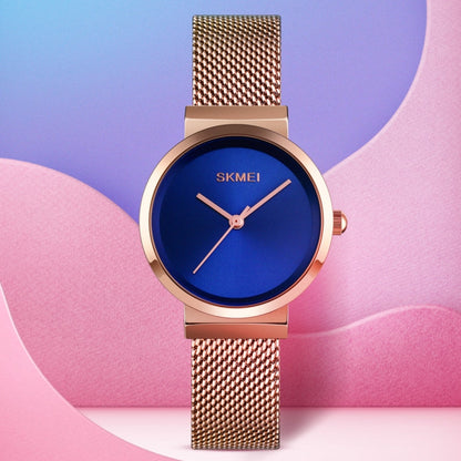 Skmei 1595 Fashion Elegant Scale Free Steel Mesh Belt Women's Watch Waterproof Business Student Quartz Watch Female